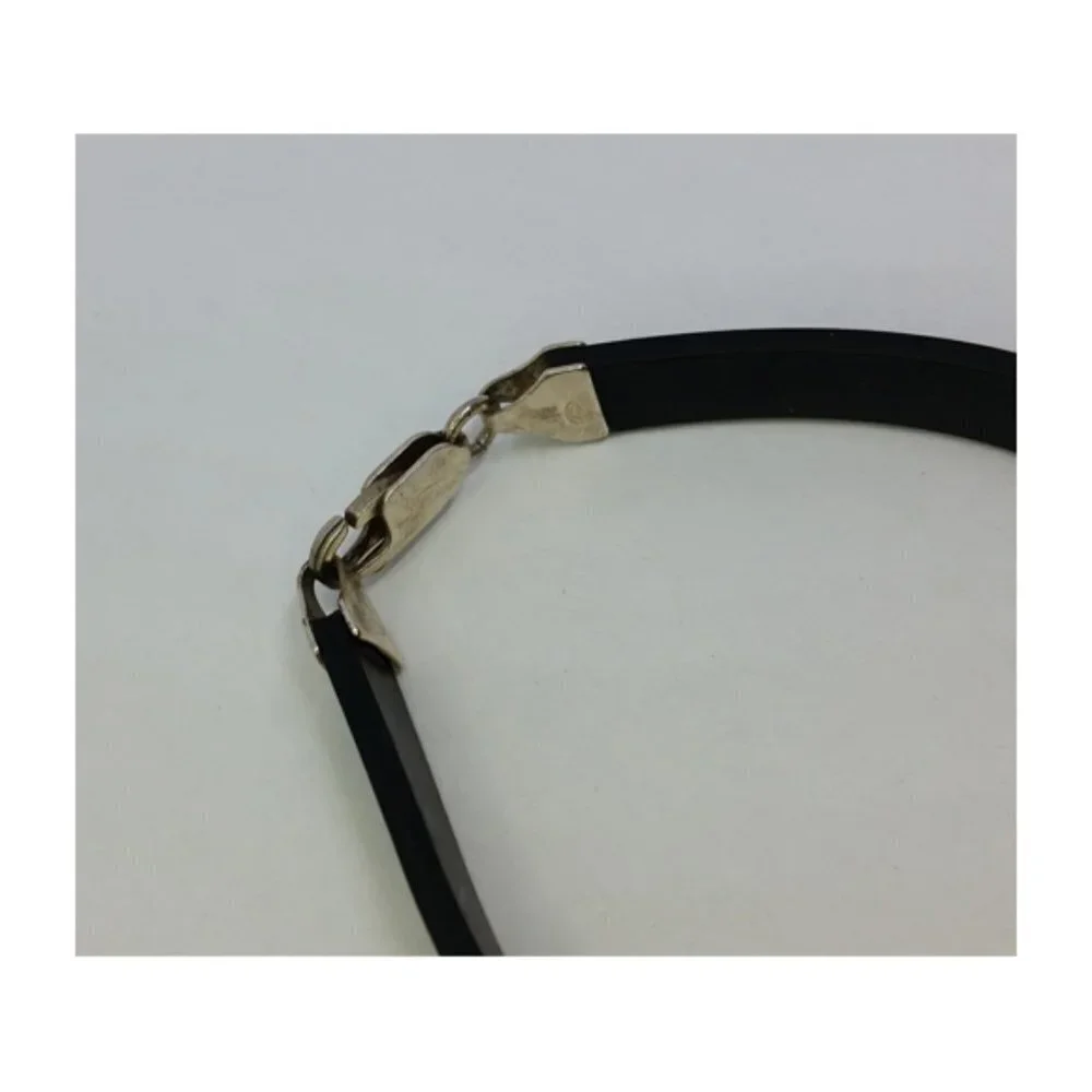 Black rubber bracelet with sterling silver stations, edgy, goth, punk UNISEX.